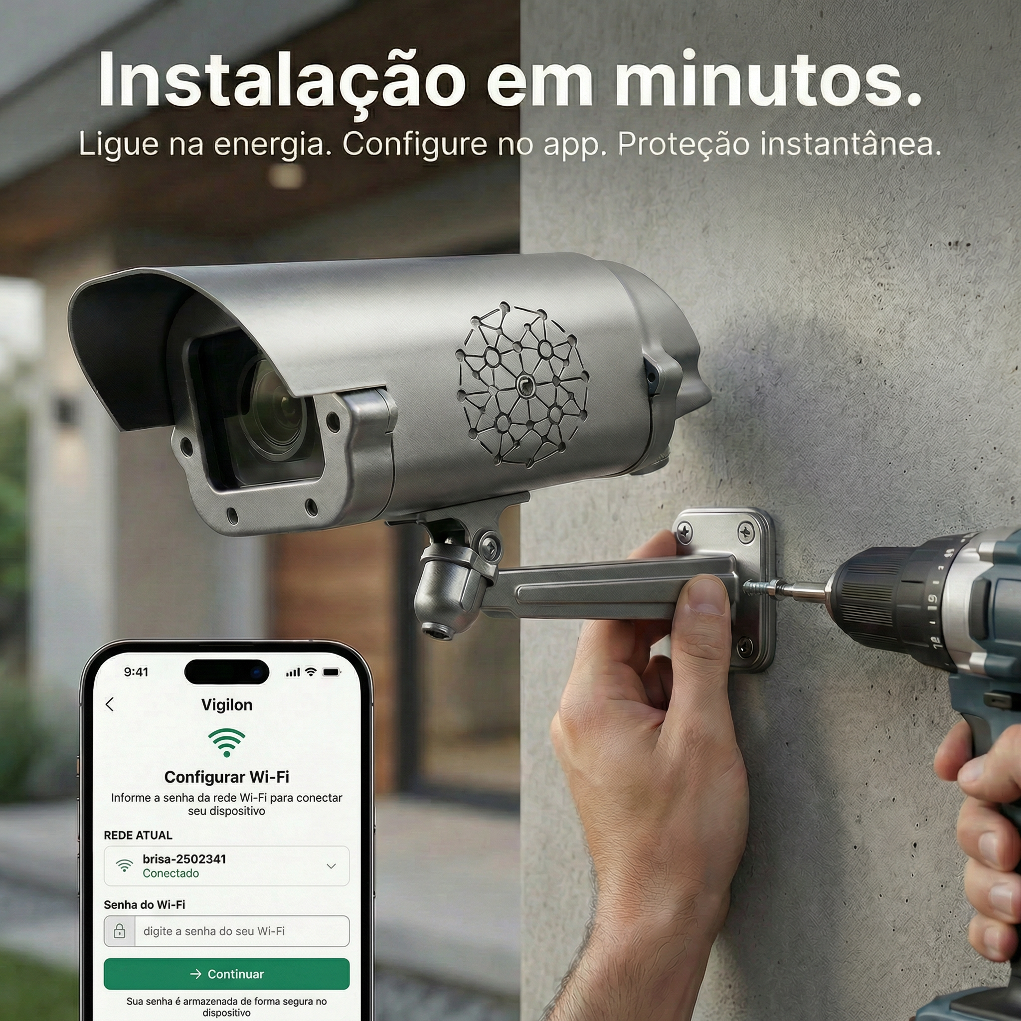 Instalação fácil do Vigilon com Wi-Fi